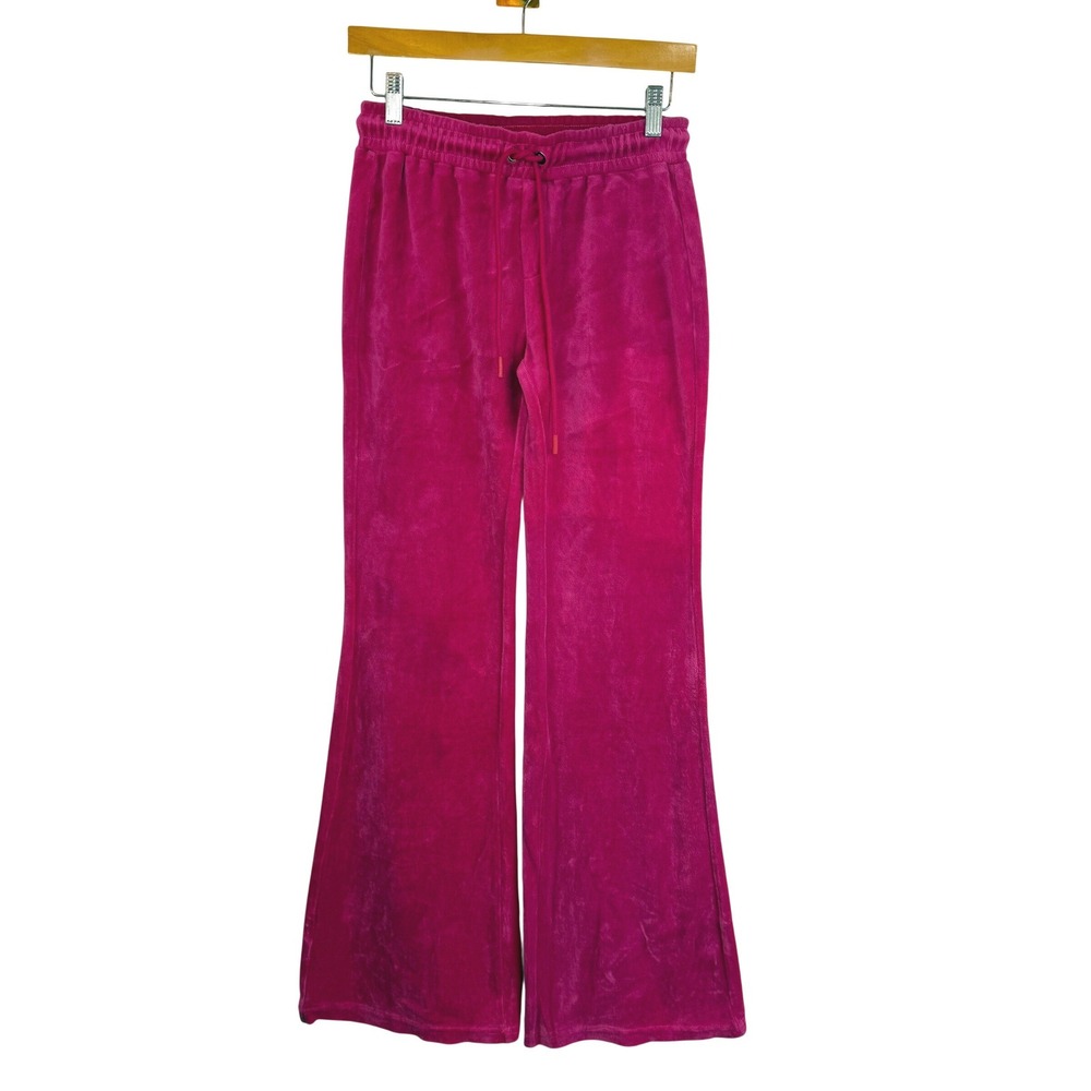 Pam & Gela Velour Flare Pants Lounge Pink Drawstring Y2K Barbiecore Retro Small
